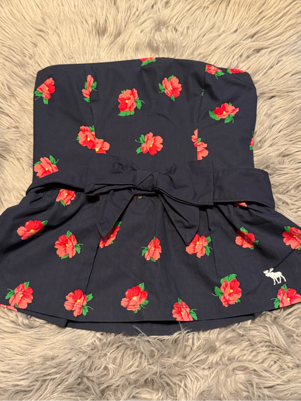 Abercrombie & Fitch Navy Top with Red and Green Accent